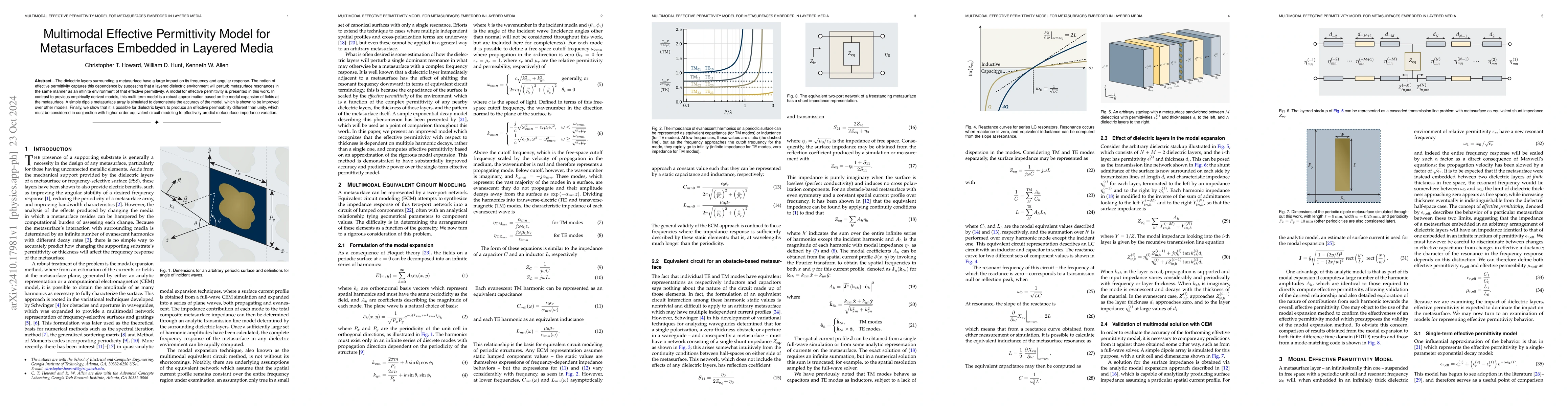 Thumbnail for Multimodal Effective Permittivity Model for Metasurfaces Embedded in
  Layered Media
