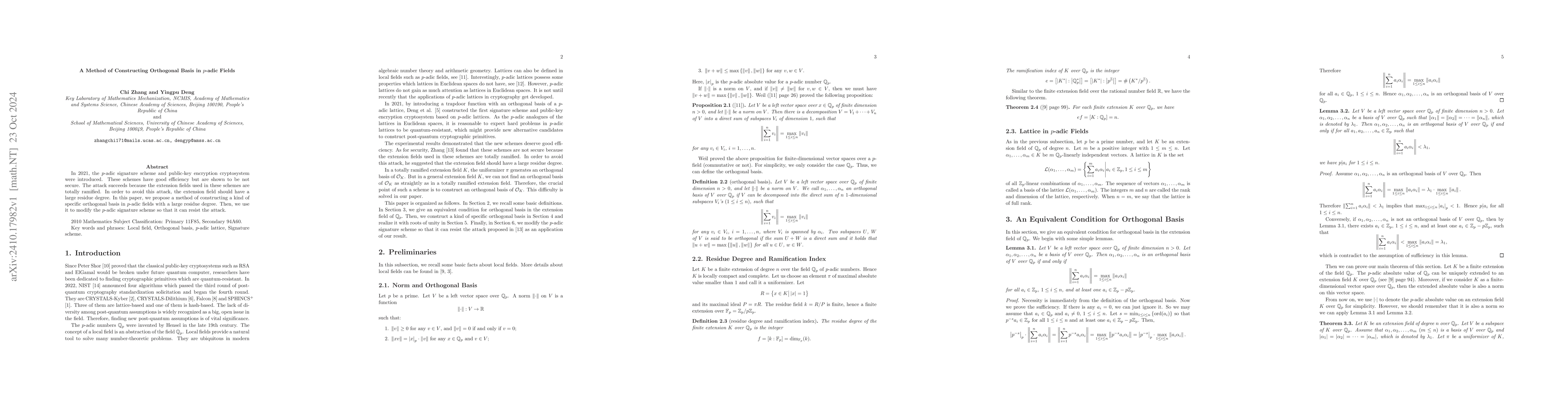 Thumbnail for A Method of Constructing Orthogonal Basis in $p$-adic Fields