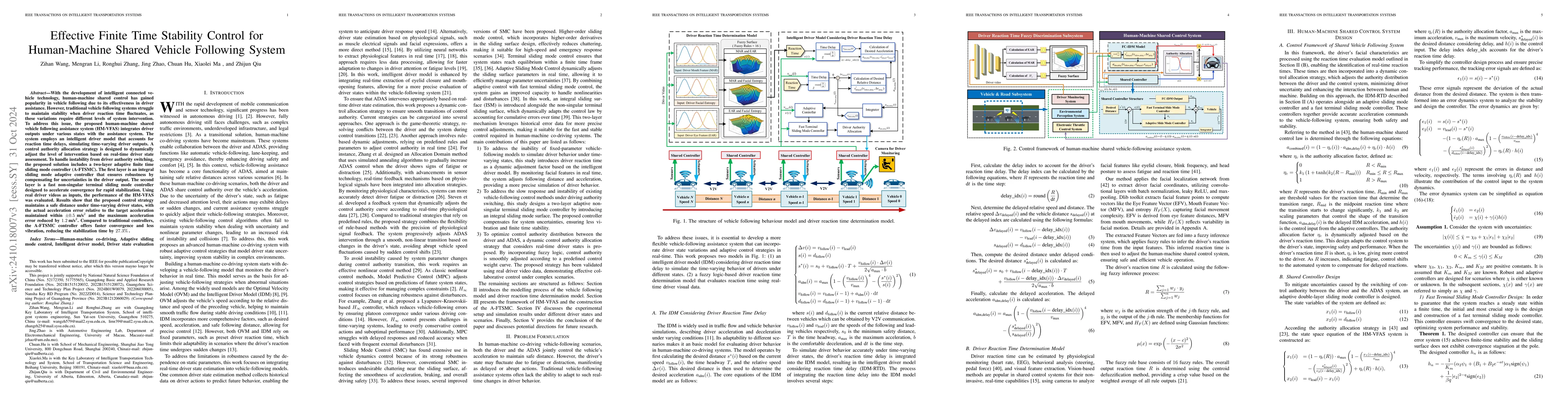 Thumbnail for Effective Finite Time Stability Control for Human-Machine Shared Vehicle
  Following System