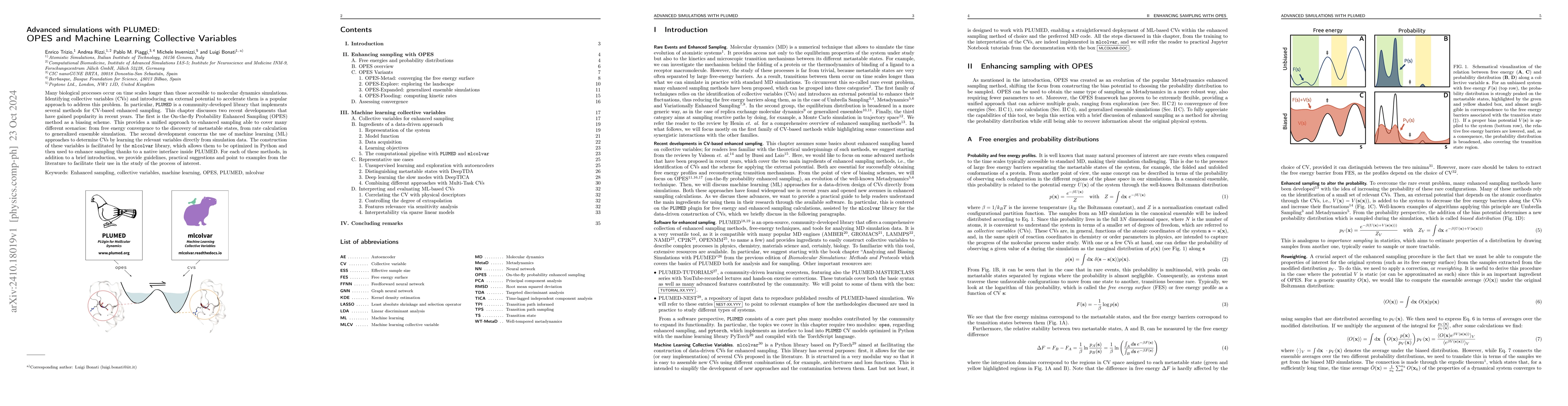 Thumbnail for Advanced simulations with PLUMED: OPES and Machine Learning Collective
  Variables