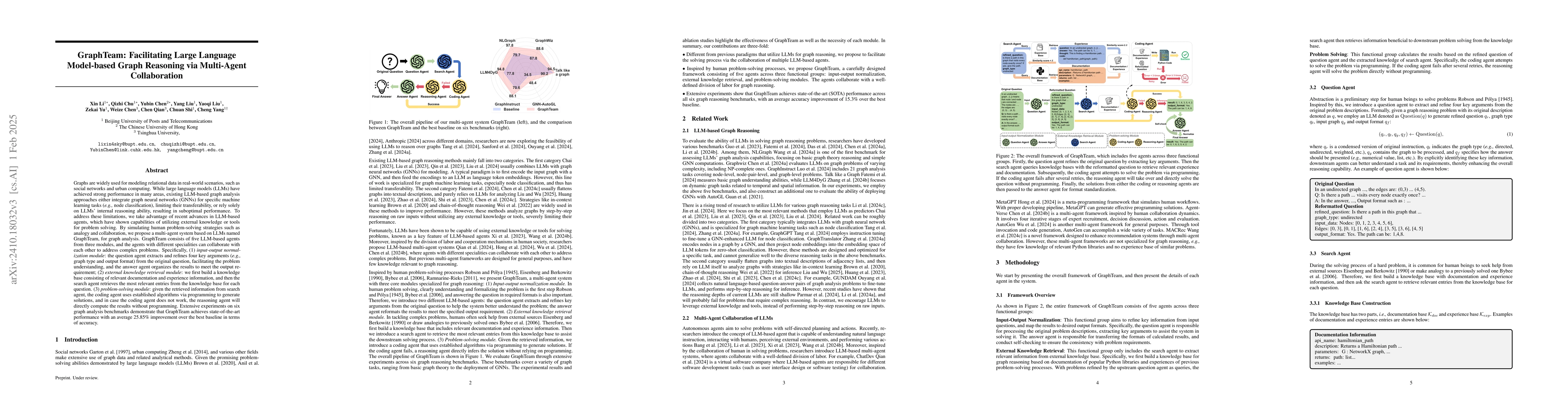 Thumbnail for GraphTeam: Facilitating Large Language Model-based Graph Analysis via
  Multi-Agent Collaboration
