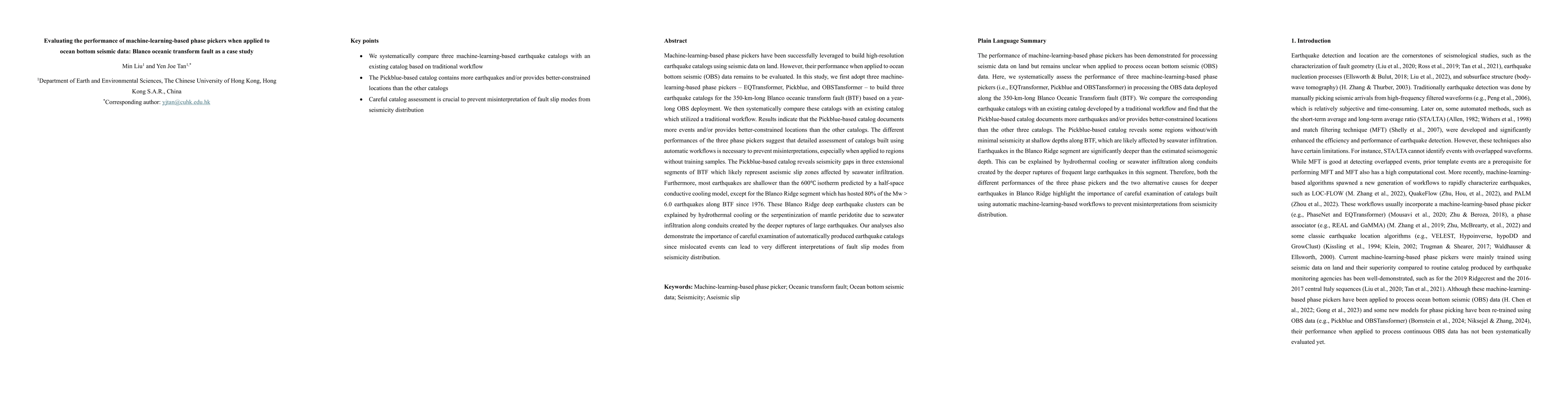 Thumbnail for Evaluating the performance of machine-learning-based phase pickers when
  applied to ocean bottom seismic data: Blanco oceanic transform fault as a
  case study