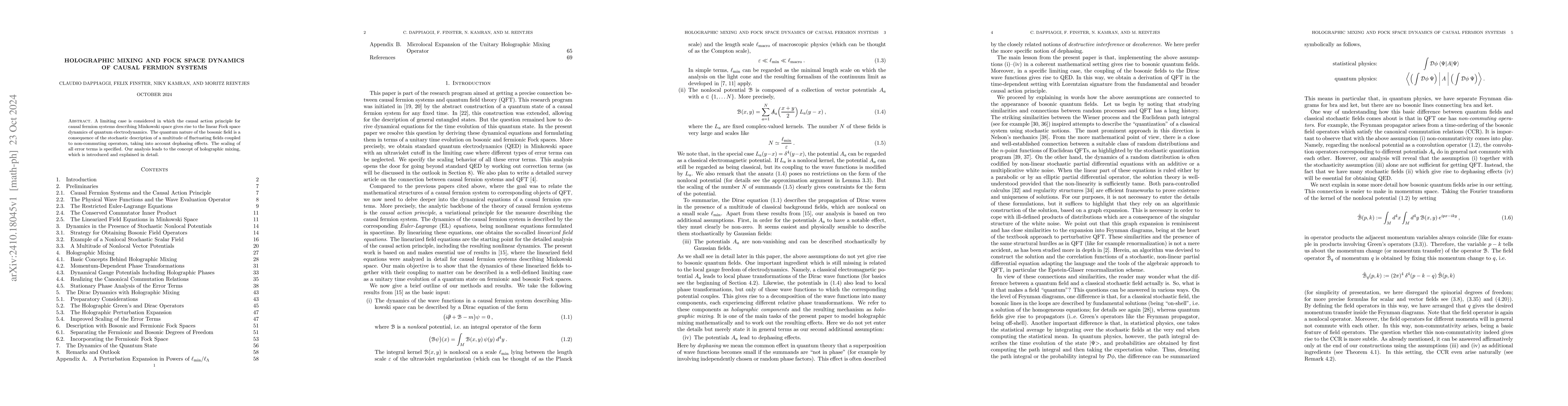 Thumbnail for Holographic Mixing and Fock Space Dynamics of Causal Fermion Systems