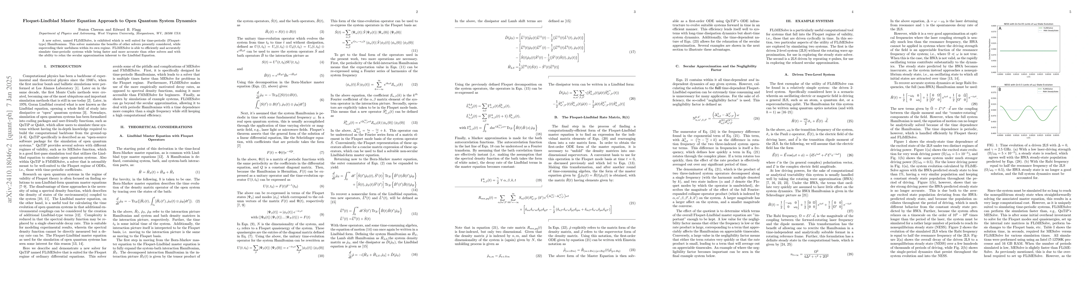 Thumbnail for Floquet-Lindblad Master Equation Approach to Open Quantum System
  Dynamics