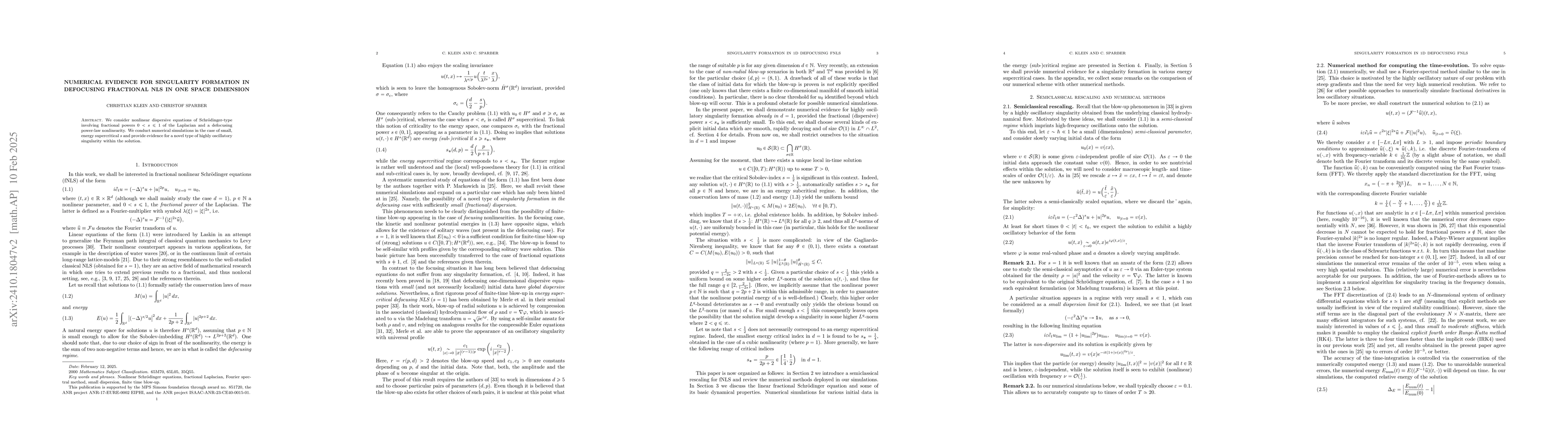 Thumbnail for Numerical evidence for singularity formation in defocusing fractional
  NLS in one space dimension