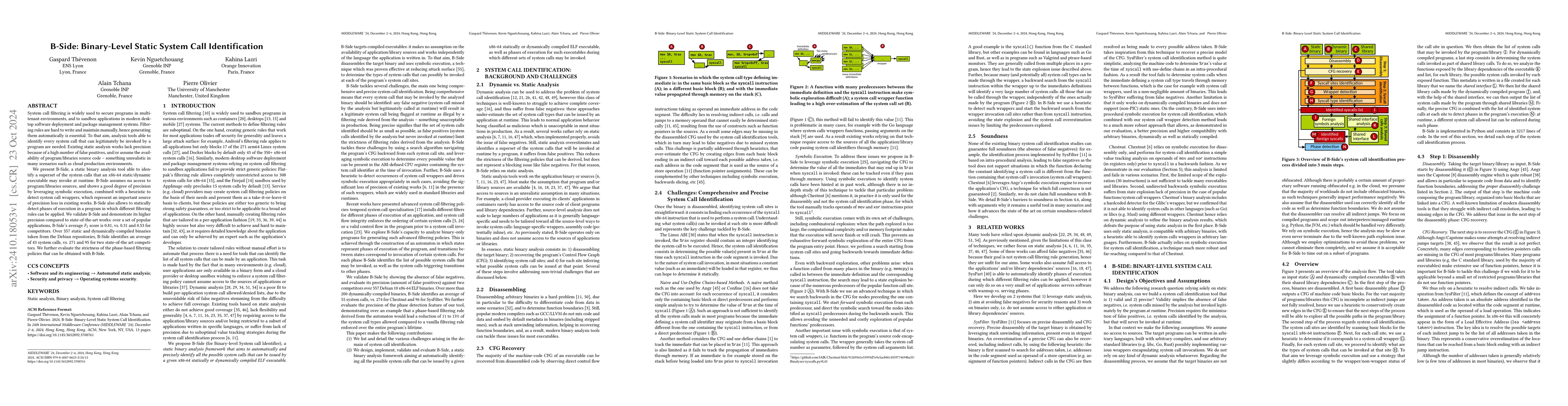 Thumbnail for B-Side: Binary-Level Static System Call Identification