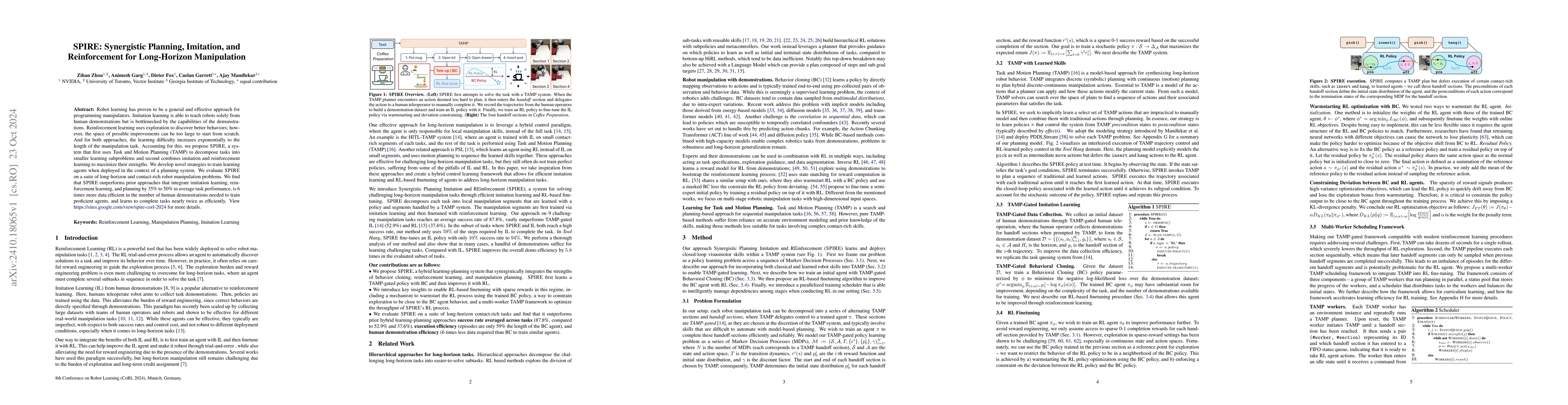 Thumbnail for SPIRE: Synergistic Planning, Imitation, and Reinforcement Learning for
  Long-Horizon Manipulation