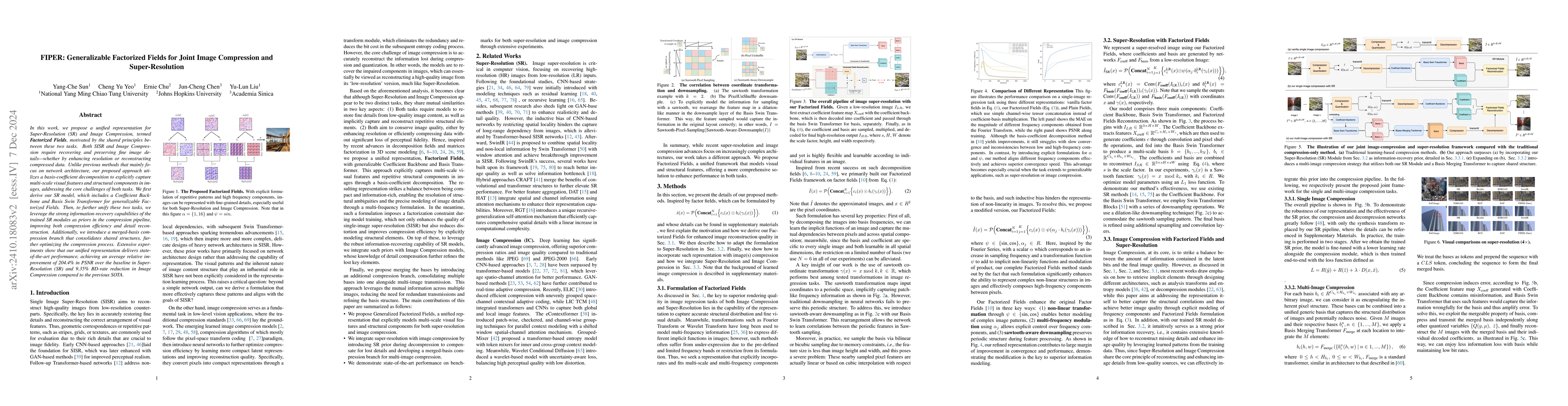 Thumbnail for FIPER: Generalizable Factorized Fields for Joint Image Compression and
  Super-Resolution