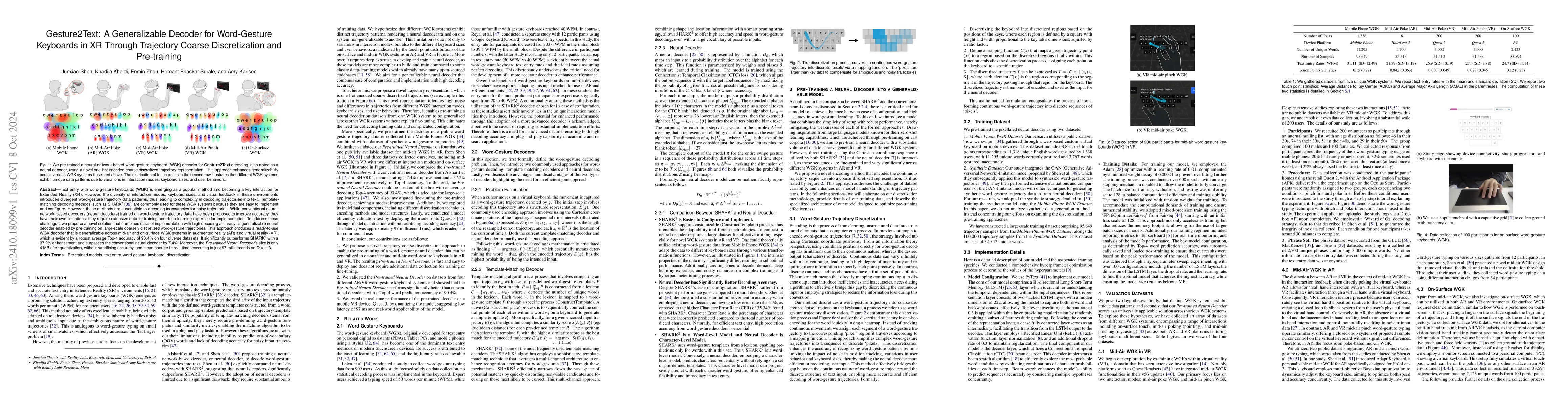 Thumbnail for Gesture2Text: A Generalizable Decoder for Word-Gesture Keyboards in XR
  Through Trajectory Coarse Discretization and Pre-training