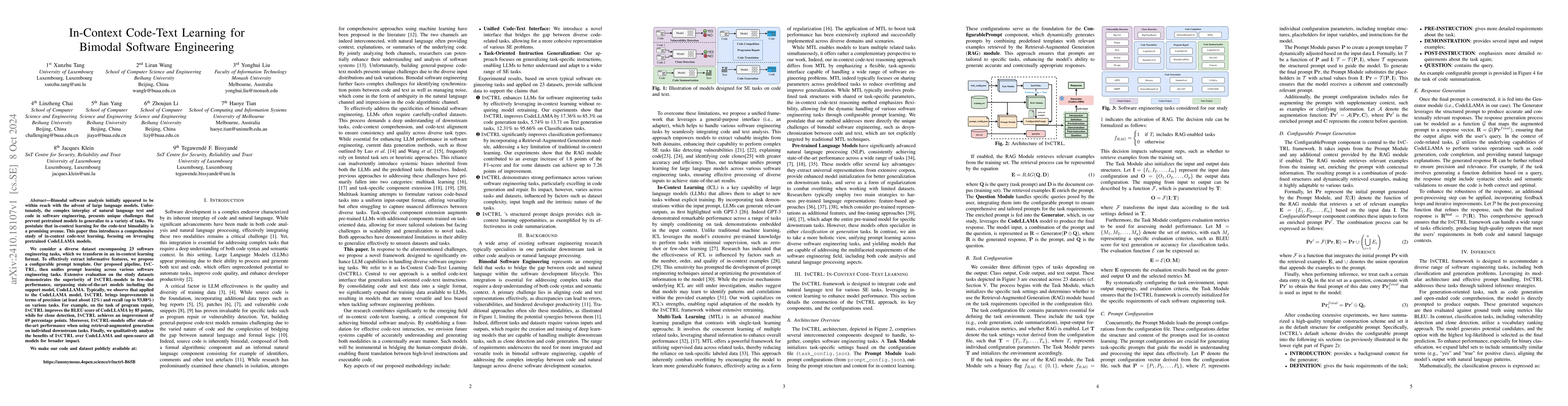 Thumbnail for In-Context Code-Text Learning for Bimodal Software Engineering