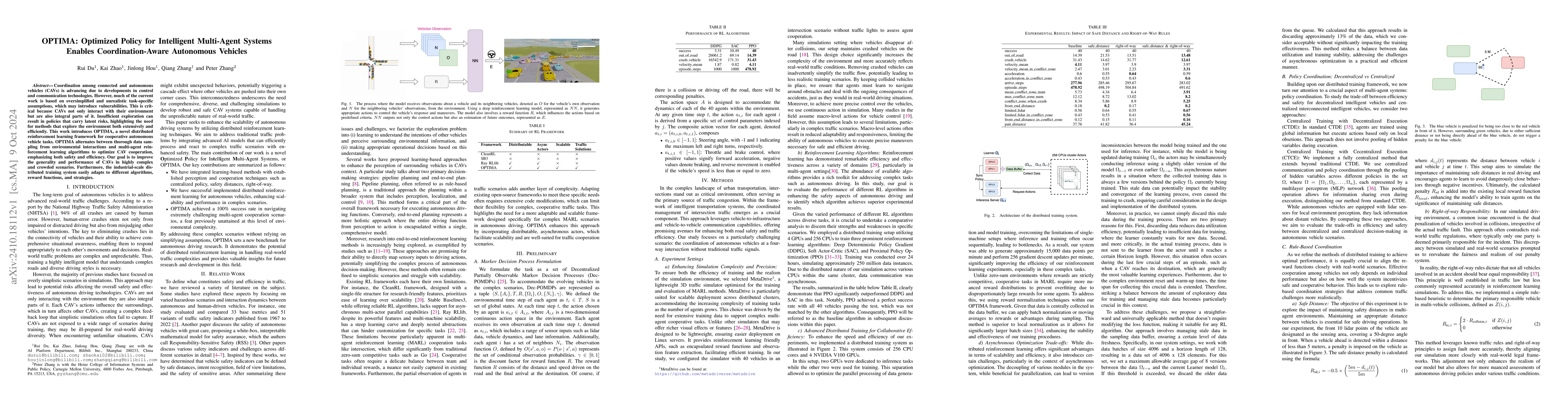Thumbnail for OPTIMA: Optimized Policy for Intelligent Multi-Agent Systems Enables
  Coordination-Aware Autonomous Vehicles