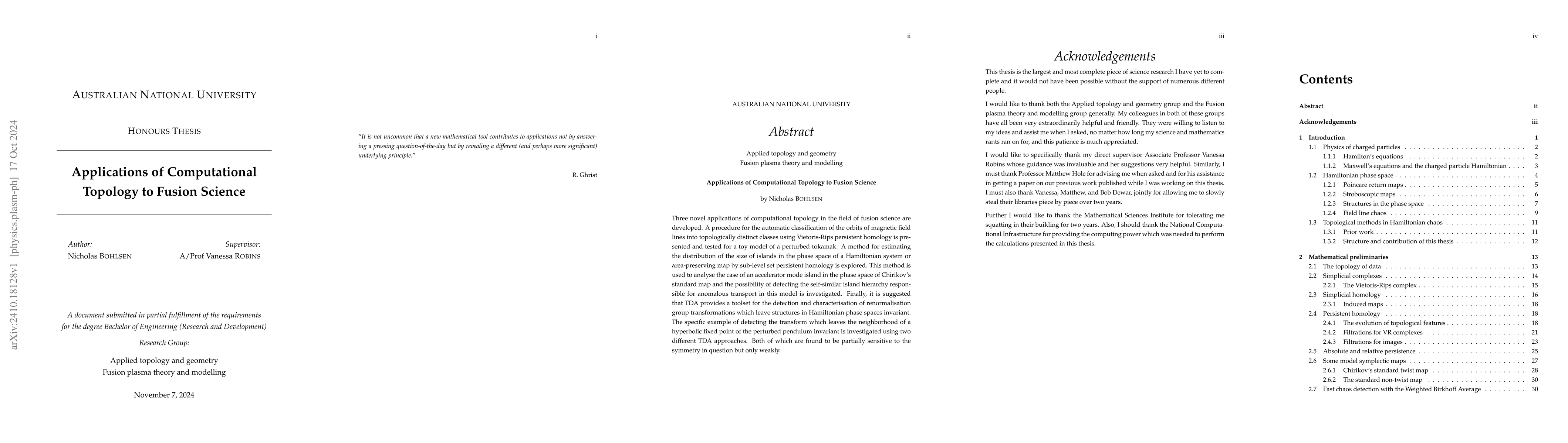 Thumbnail for Applications of Computational Topology to Fusion Science