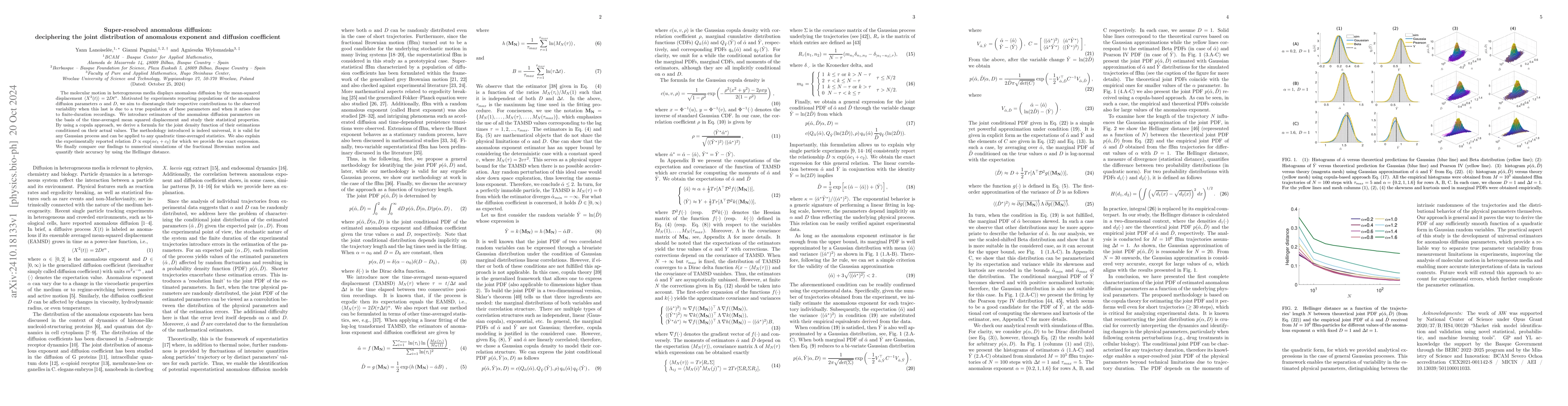 Thumbnail for Super-resolved anomalous diffusion: deciphering the joint distribution
  of anomalous exponent and diffusion coefficient