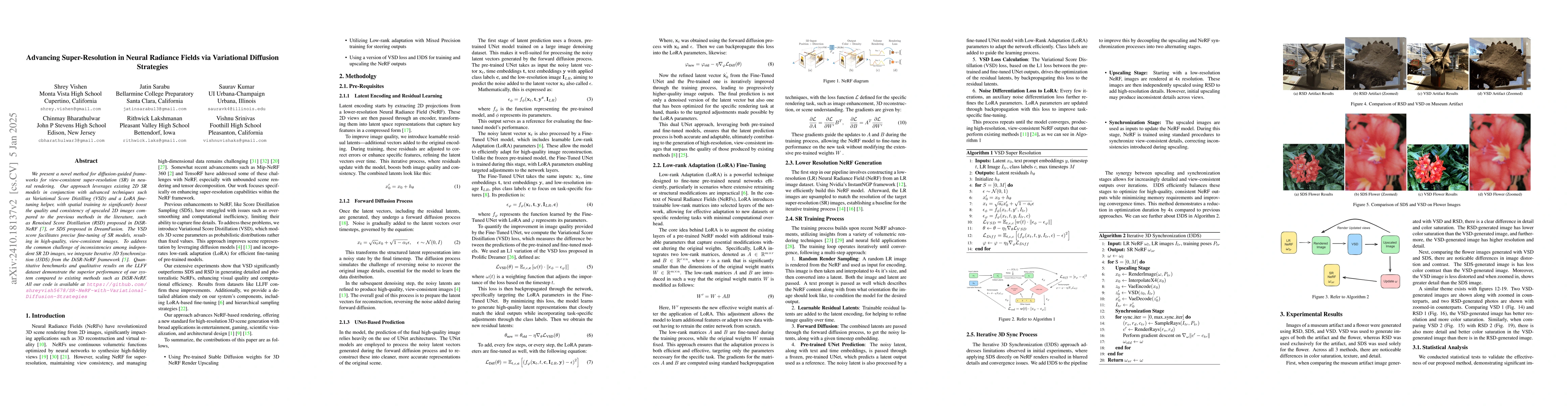 Thumbnail for Advancing Super-Resolution in Neural Radiance Fields via Variational
  Diffusion Strategies