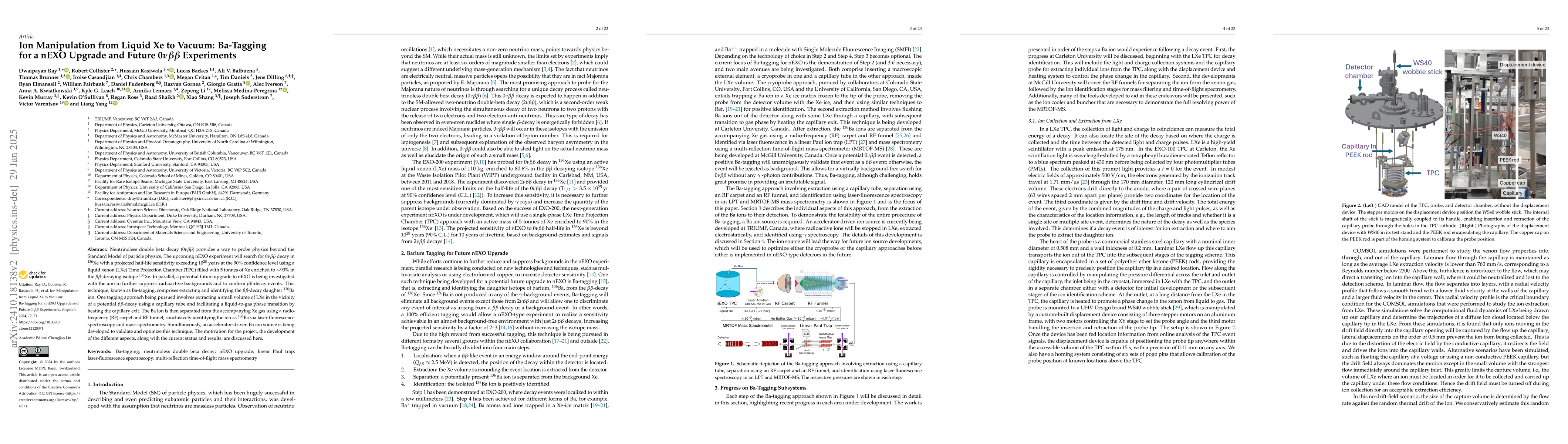 Thumbnail for Ion manipulation from liquid Xe to vacuum: Ba-tagging for a nEXO upgrade
  and future 0ν\b{eta}\b{eta} experiments