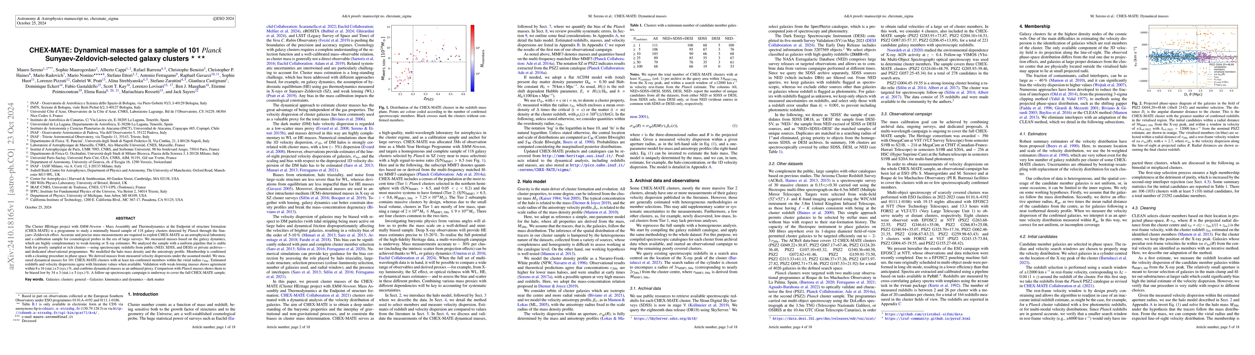 Thumbnail for CHEX-MATE: Dynamical masses for a sample of 101 Planck
  Sunyaev-Zeldovich-selected galaxy clusters
