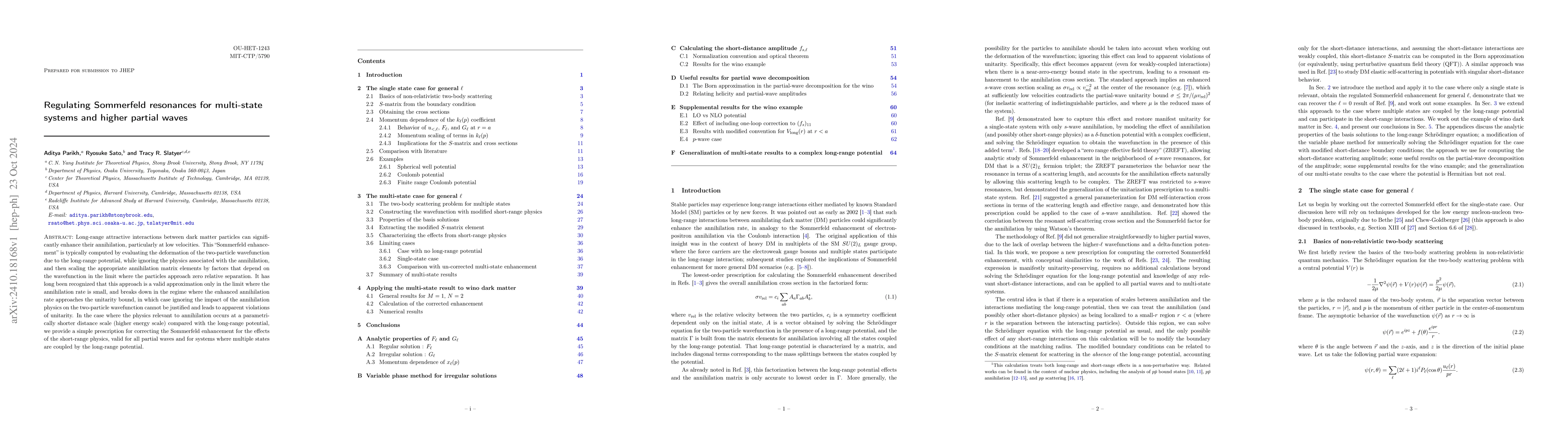 Thumbnail for Regulating Sommerfeld resonances for multi-state systems and higher
  partial waves