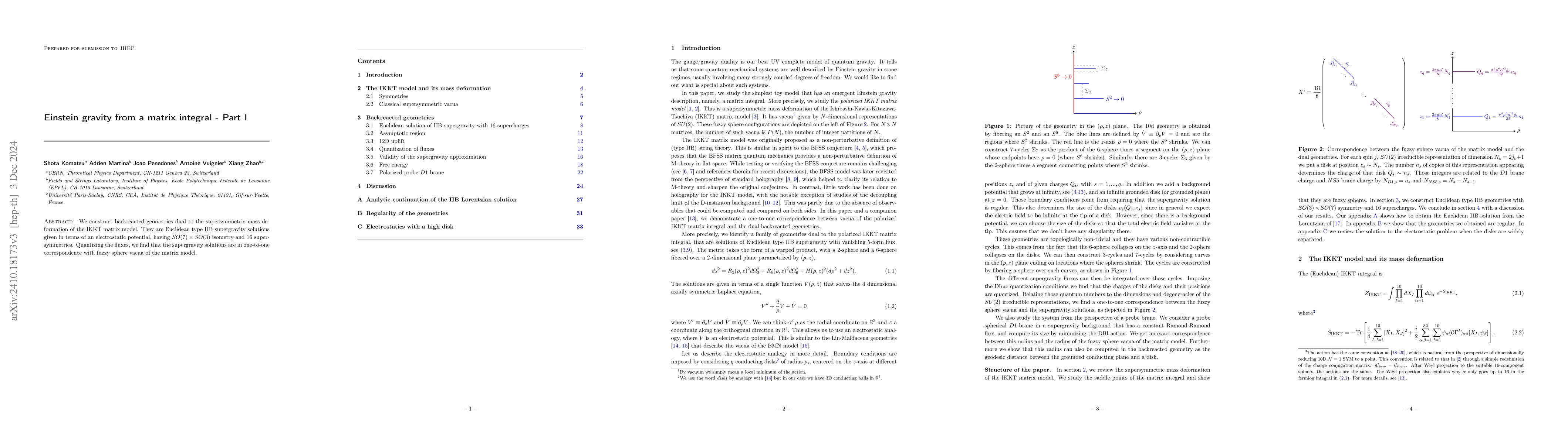 Thumbnail for Einstein gravity from a matrix integral -- Part I