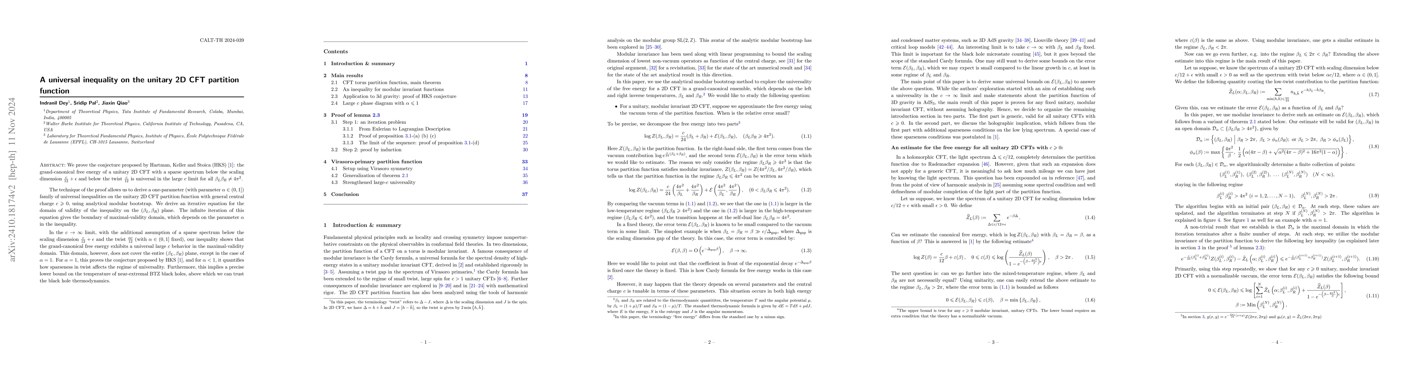 Thumbnail for A universal inequality on the unitary 2D CFT partition function