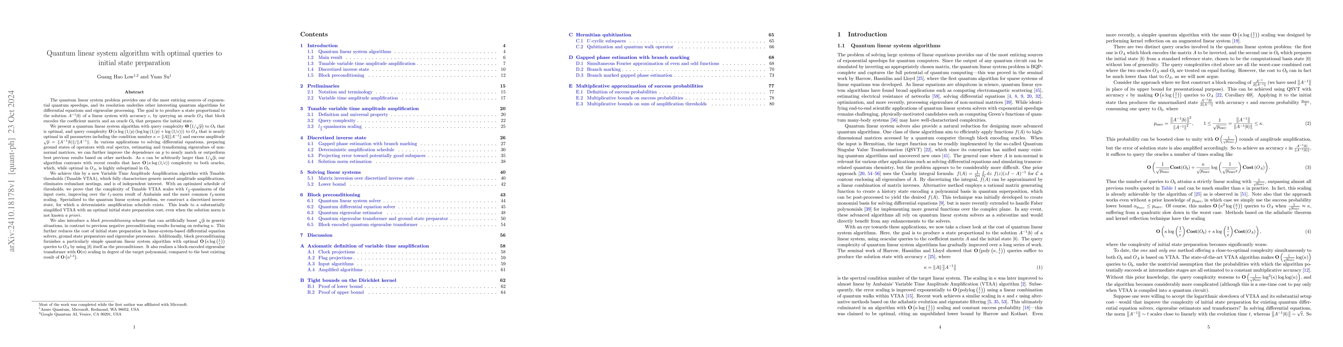 Thumbnail for Quantum linear system algorithm with optimal queries to initial state
  preparation