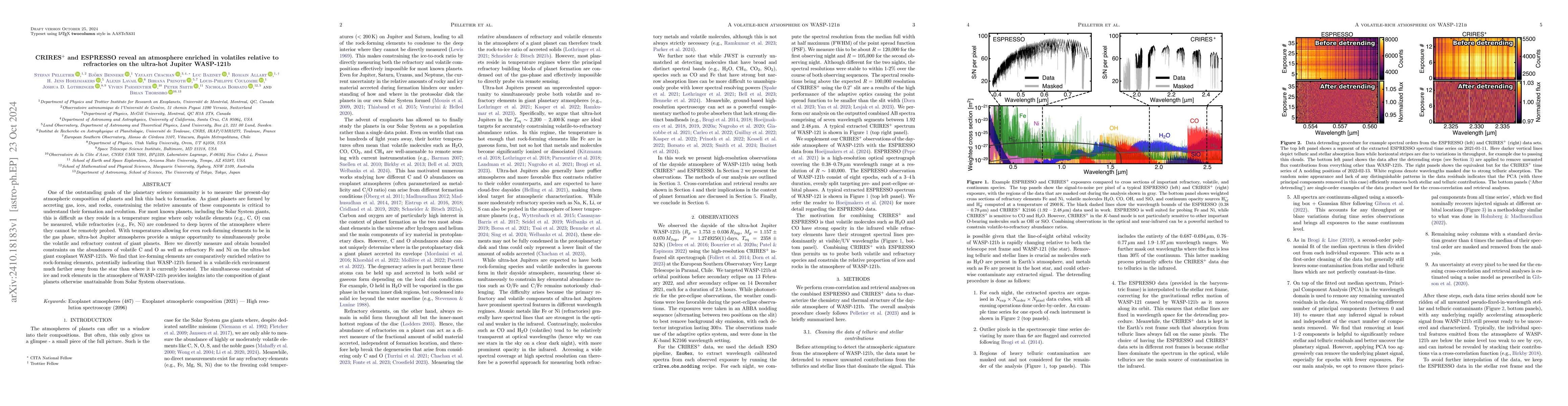 Thumbnail for CRIRES+ and ESPRESSO reveal an atmosphere enriched in volatiles relative
  to refractories on the ultra-hot Jupiter WASP-121b