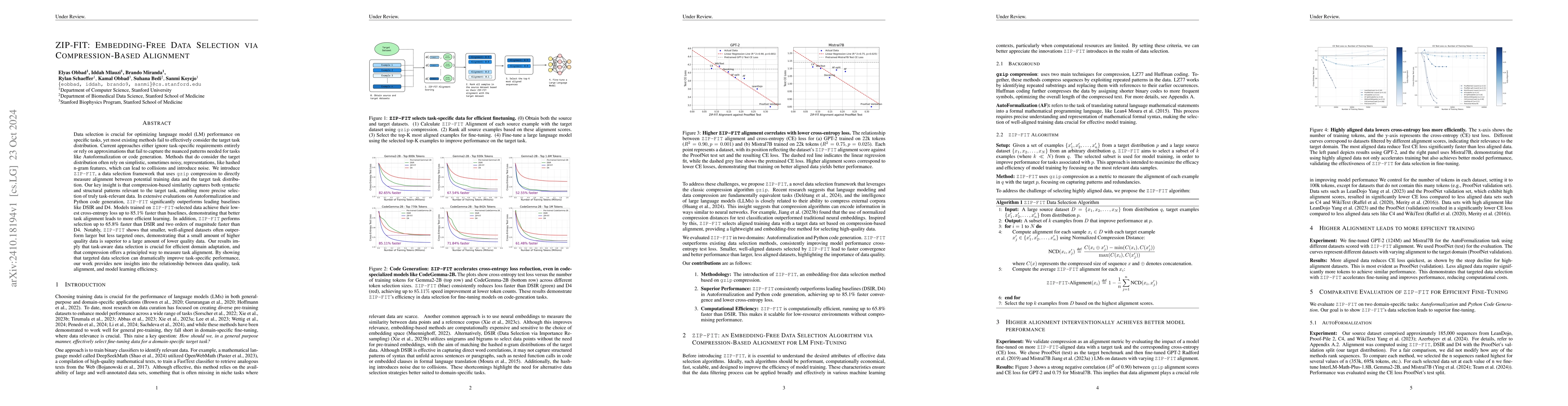Thumbnail for ZIP-FIT: Embedding-Free Data Selection via Compression-Based Alignment