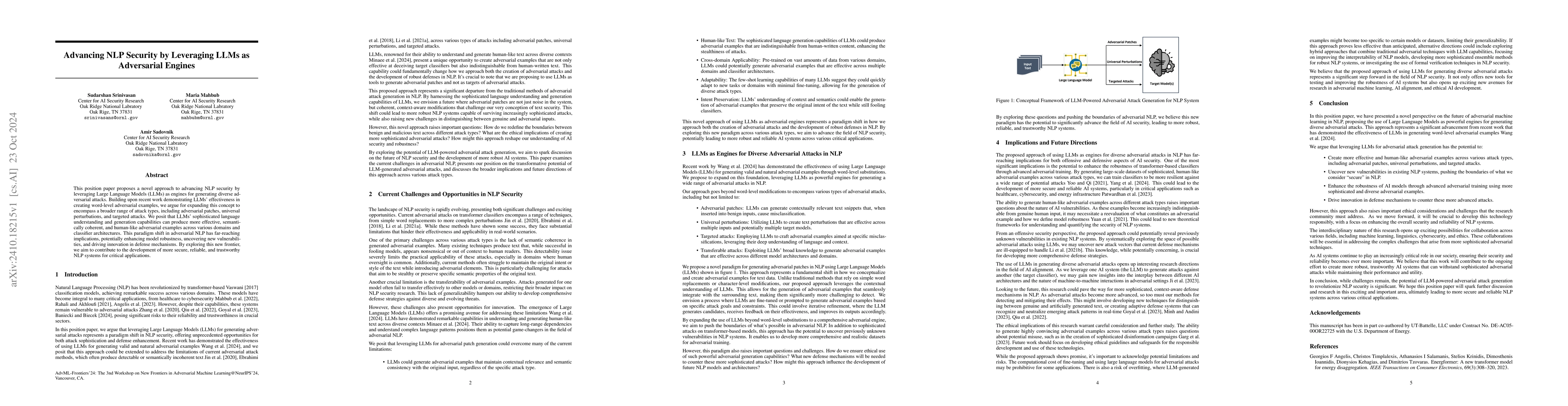 Thumbnail for Advancing NLP Security by Leveraging LLMs as Adversarial Engines