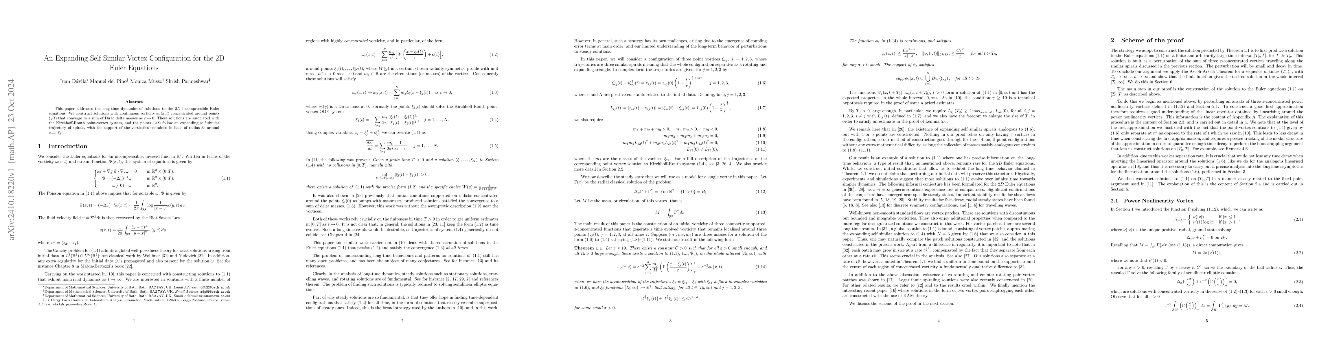 Thumbnail for An Expanding Self-Similar Vortex Configuration for the 2D Euler
  Equations