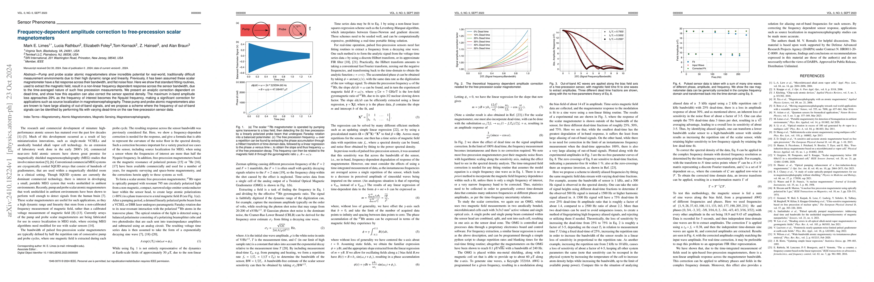 Thumbnail for Frequency-dependent amplitude correction to free-precession scalar
  magnetometers