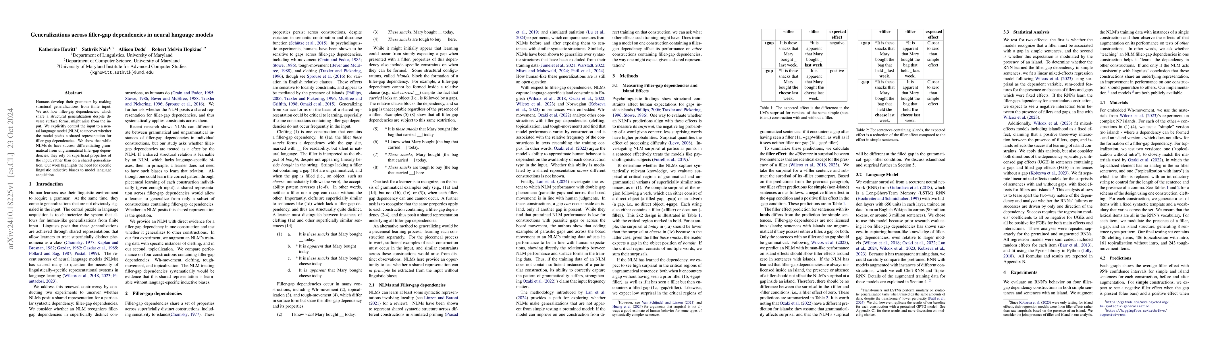 Thumbnail for Generalizations across filler-gap dependencies in neural language models