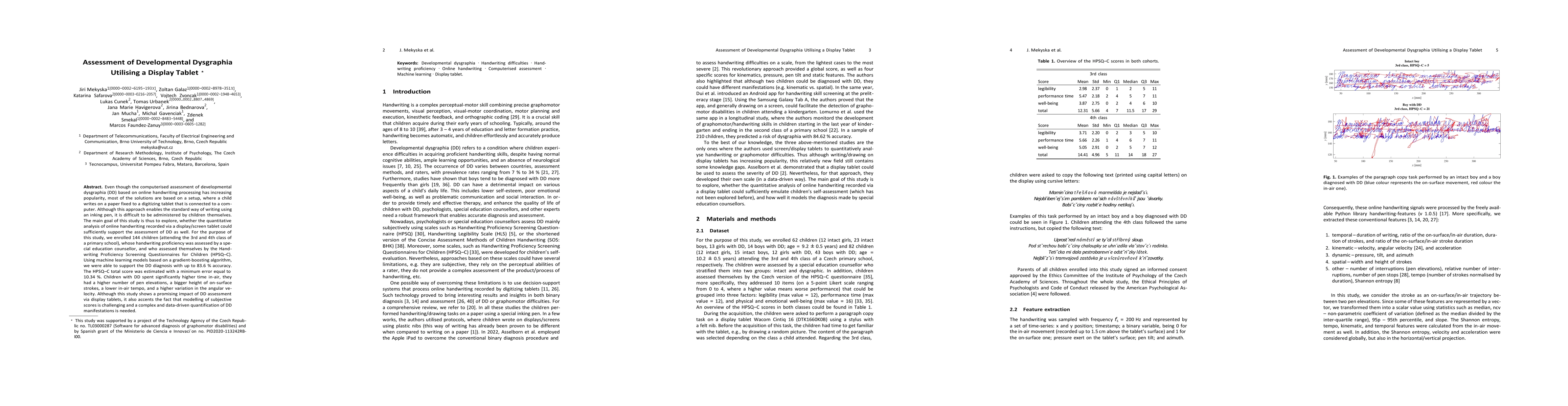 Thumbnail for Assessment of Developmental Dysgraphia Utilising a Display Tablet