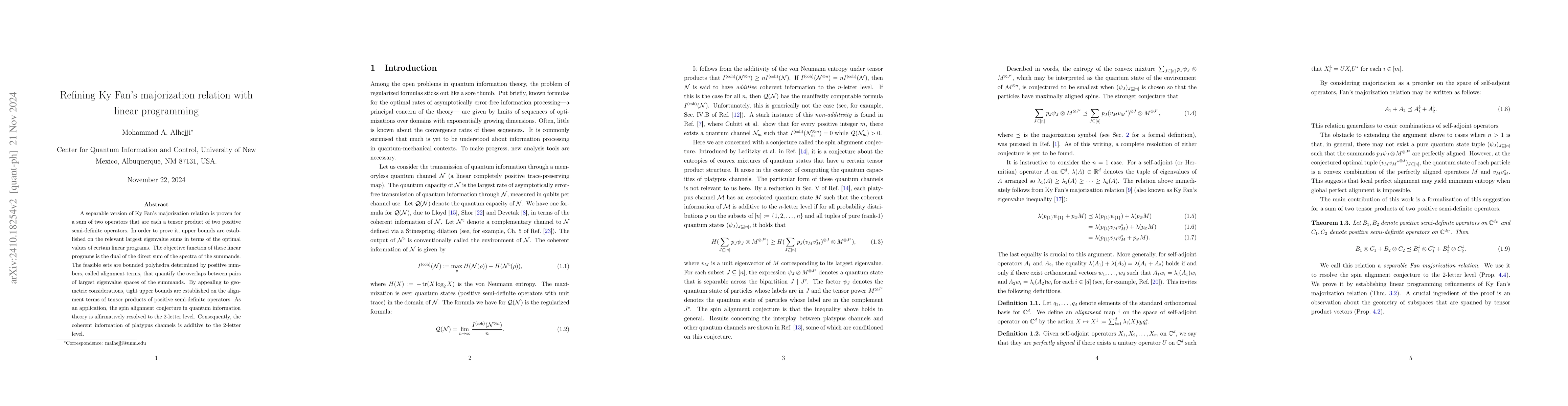 Thumbnail for Refining Ky Fan's majorization relation with linear programming