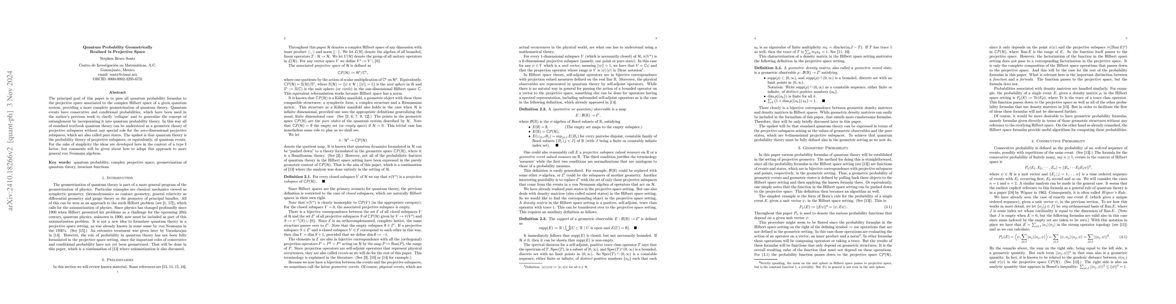 Thumbnail for Quantum Probability Geometrically Realized in Projective Space