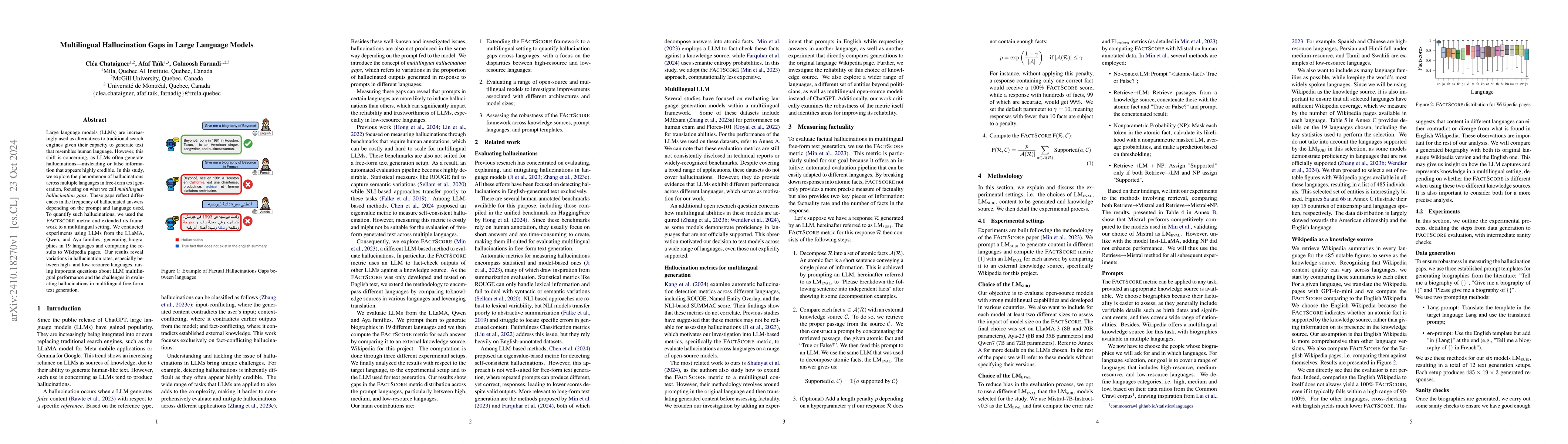 Thumbnail for Multilingual Hallucination Gaps in Large Language Models