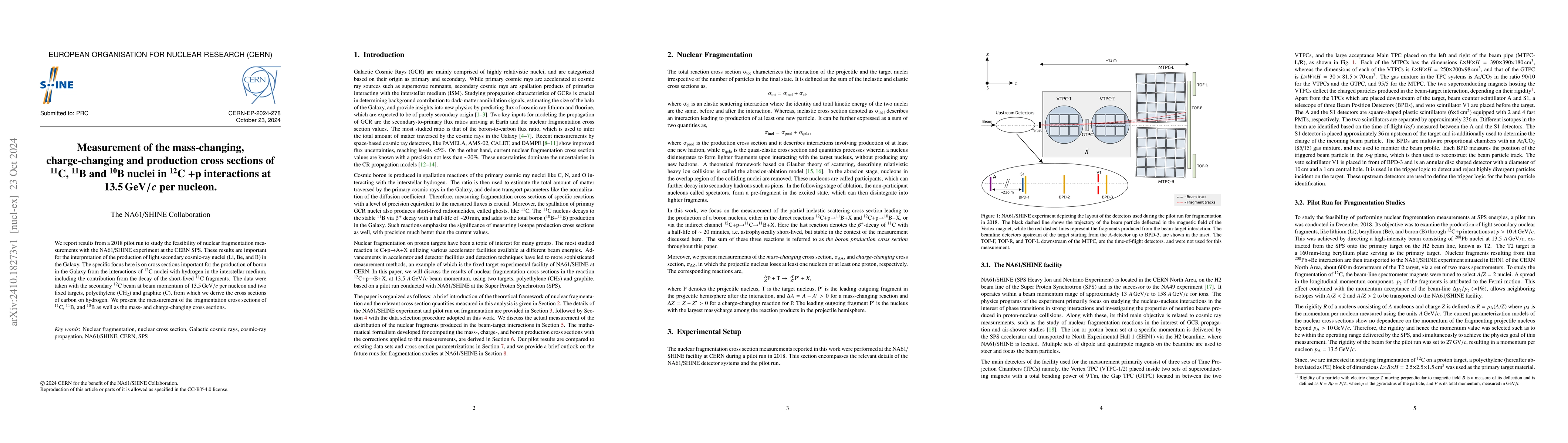 Thumbnail for Measurement of the mass-changing, charge-changing and production cross
  sections of $^{11}$C, $^{11}$B and $^{10}$B nuclei in $^{12}$C+p interactions
  at 13.5 GeV/c per nucleon
