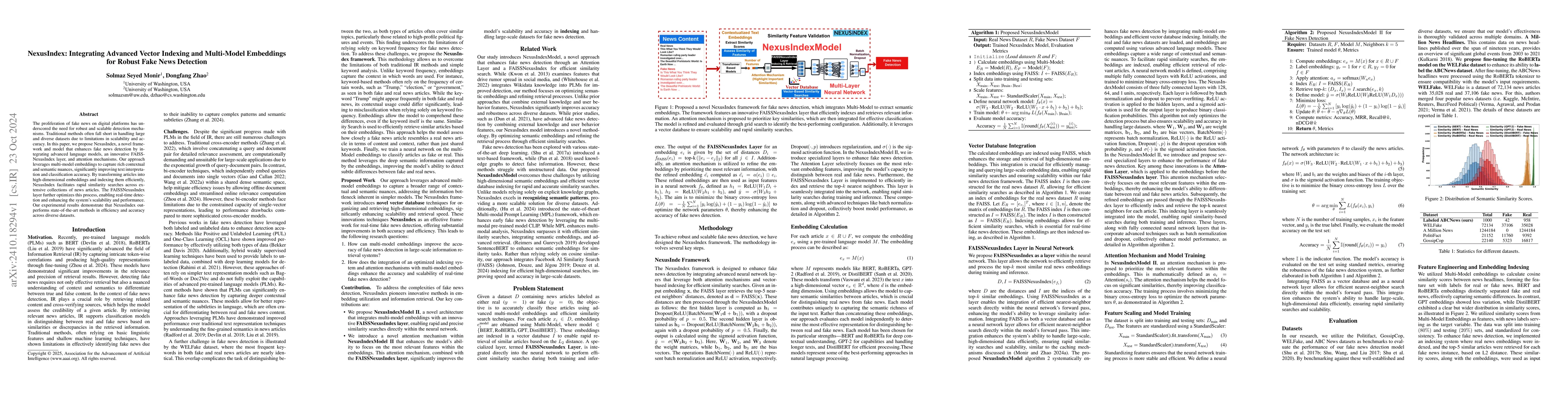 Thumbnail for NexusIndex: Integrating Advanced Vector Indexing and Multi-Model
  Embeddings for Robust Fake News Detection