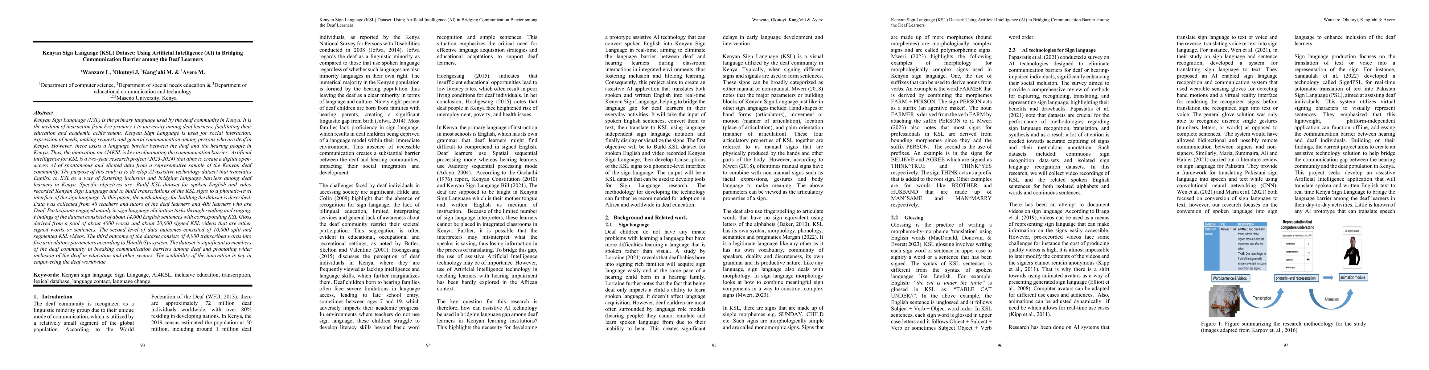 Thumbnail for Kenyan Sign Language (KSL) Dataset: Using Artificial Intelligence (AI)
  in Bridging Communication Barrier among the Deaf Learners