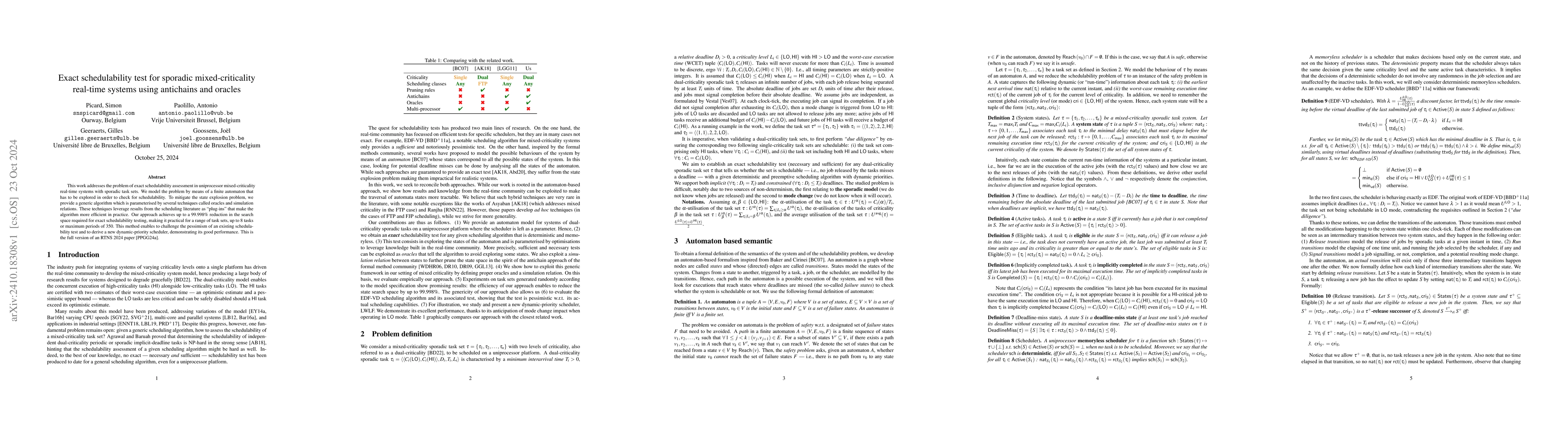 Thumbnail for Exact schedulability test for sporadic mixed-criticality real-time
  systems using antichains and oracles