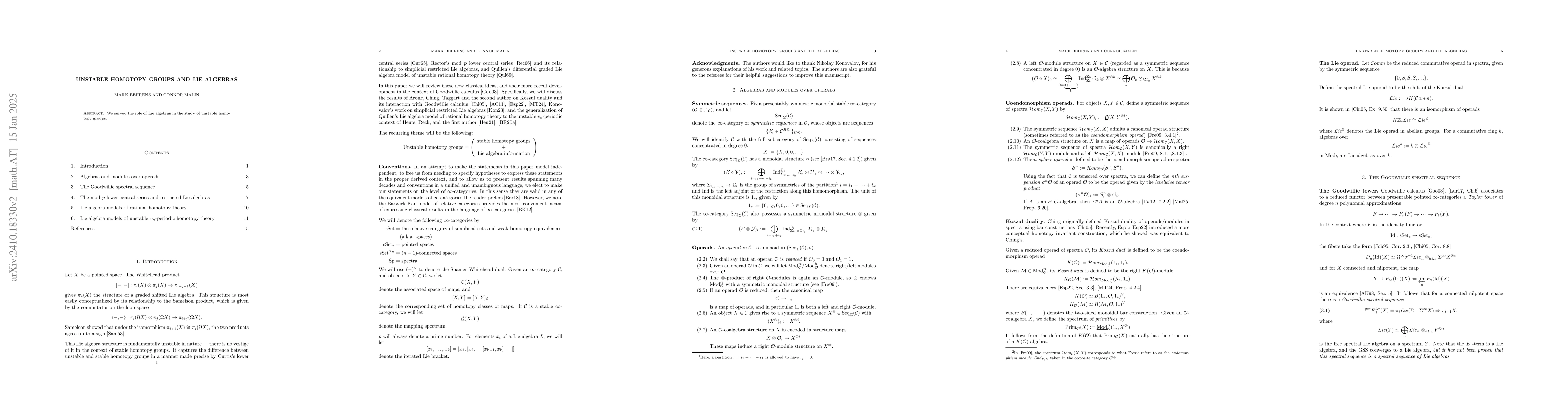 Thumbnail for Unstable homotopy groups and Lie algebras