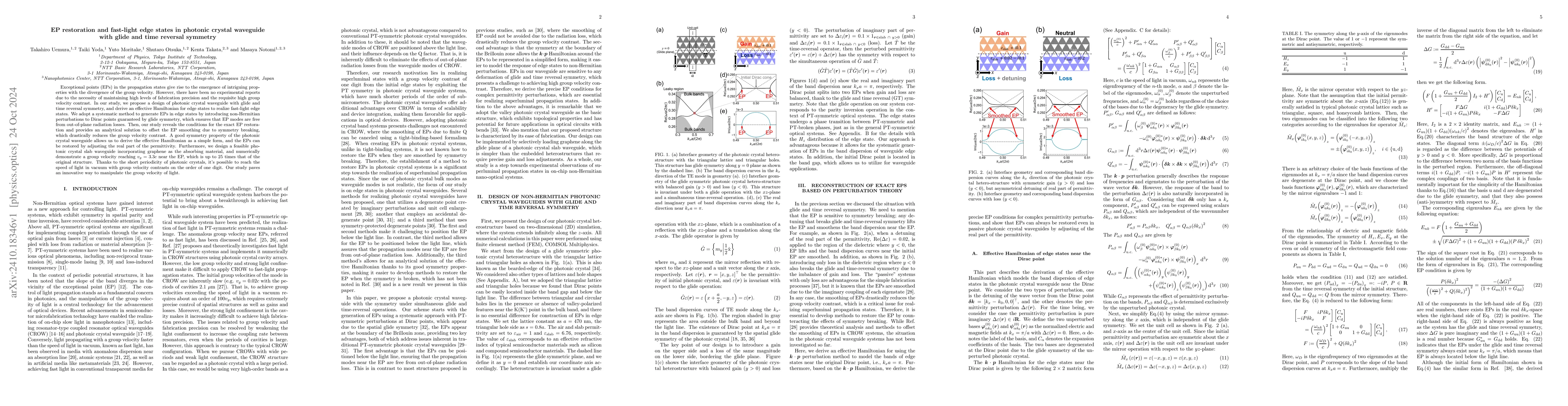 Thumbnail for EP restoration and fast-light edge states in photonic crystal waveguide
  with glide and time reversal symmetry