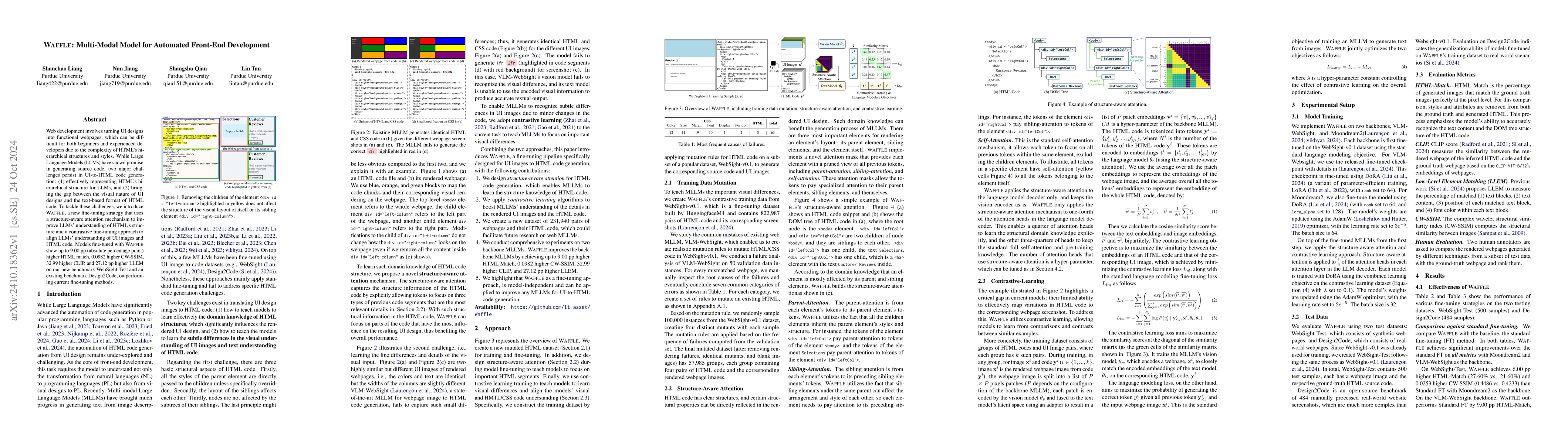 Thumbnail for WAFFLE: Multi-Modal Model for Automated Front-End Development