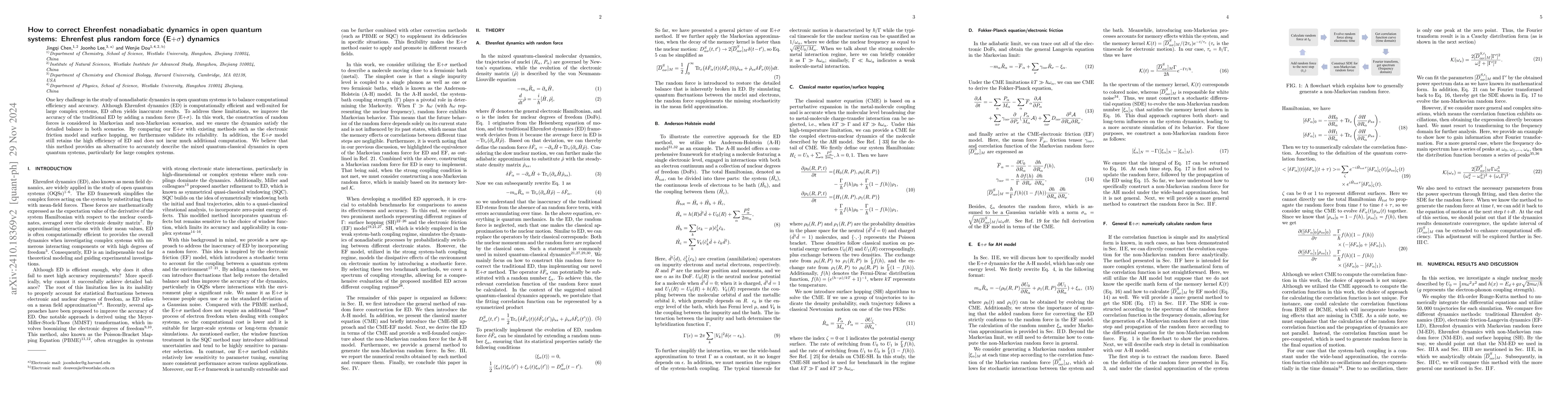 Thumbnail for How to correct Ehrenfest nonadiabatic dynamics in open quantum systems:
  Ehrenfest plus random force (E$+$$σ$) dynamics
