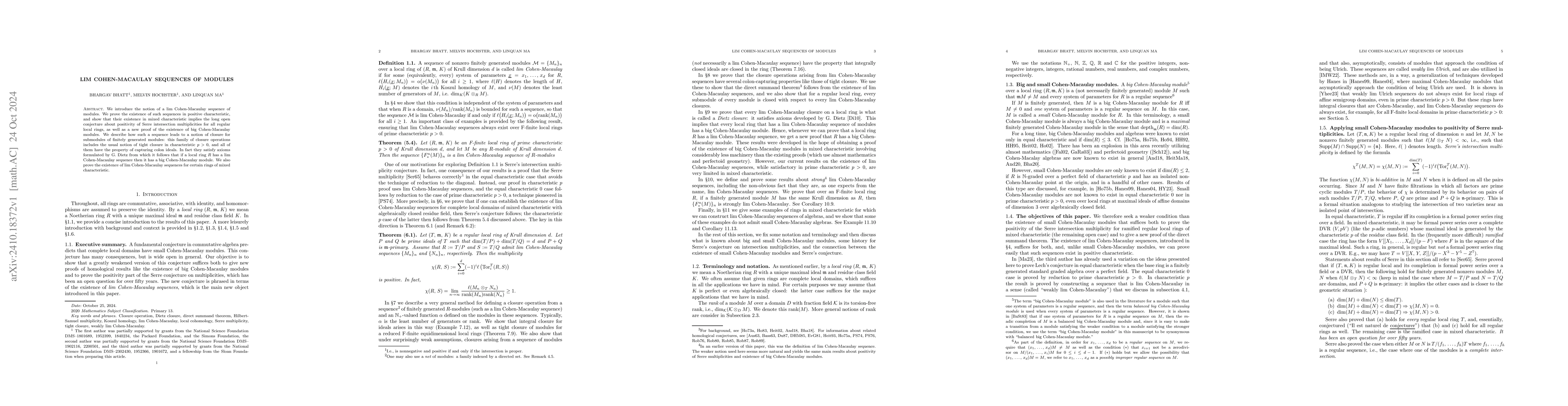 Thumbnail for Lim Cohen-Macaulay sequences of modules