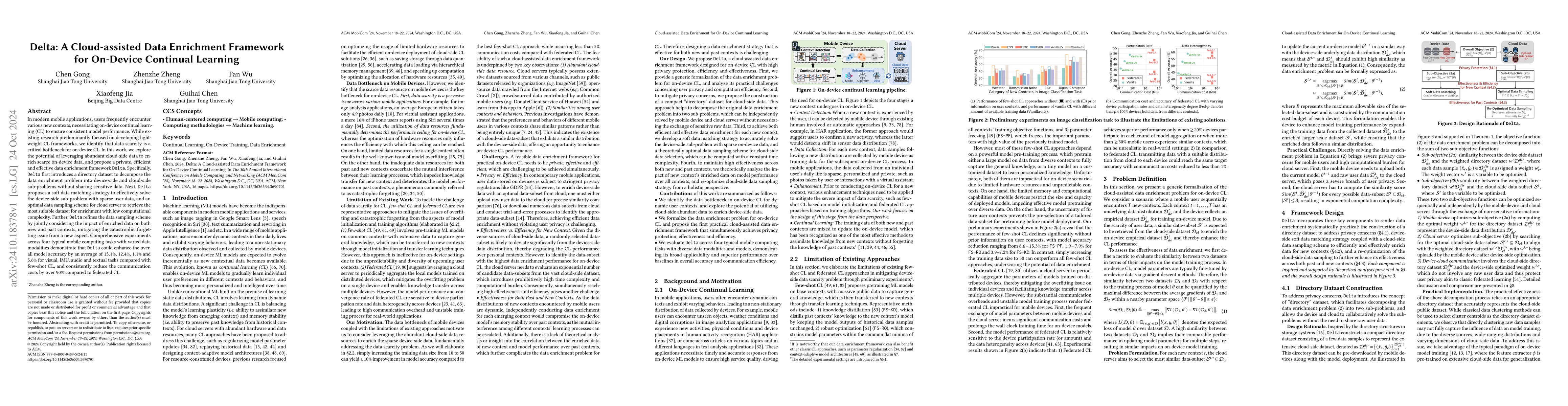 Thumbnail for Delta: A Cloud-assisted Data Enrichment Framework for On-Device
  Continual Learning