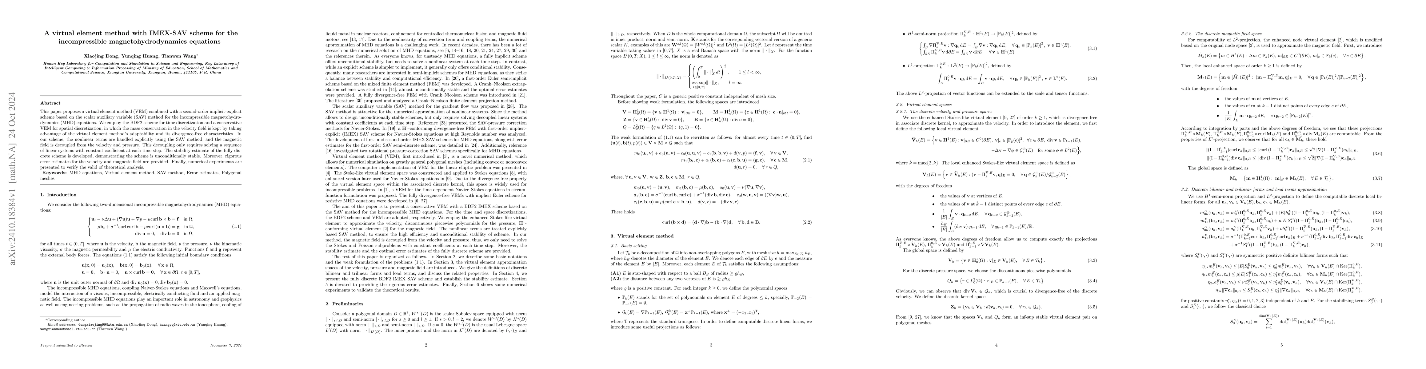 Thumbnail for A virtual element method with IMEX-SAV scheme for the incompressible
  magnetohydrodynamics equations