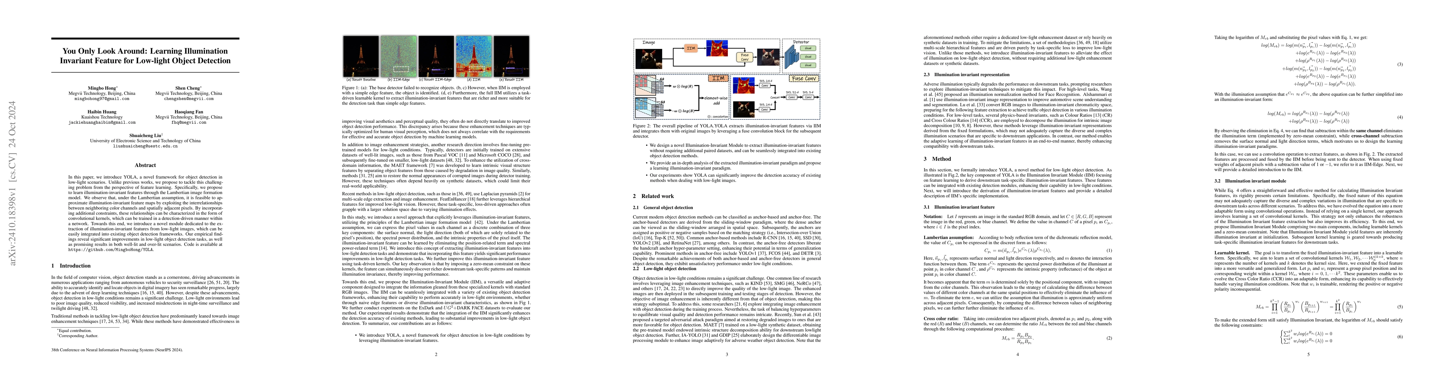 Thumbnail for You Only Look Around: Learning Illumination Invariant Feature for
  Low-light Object Detection