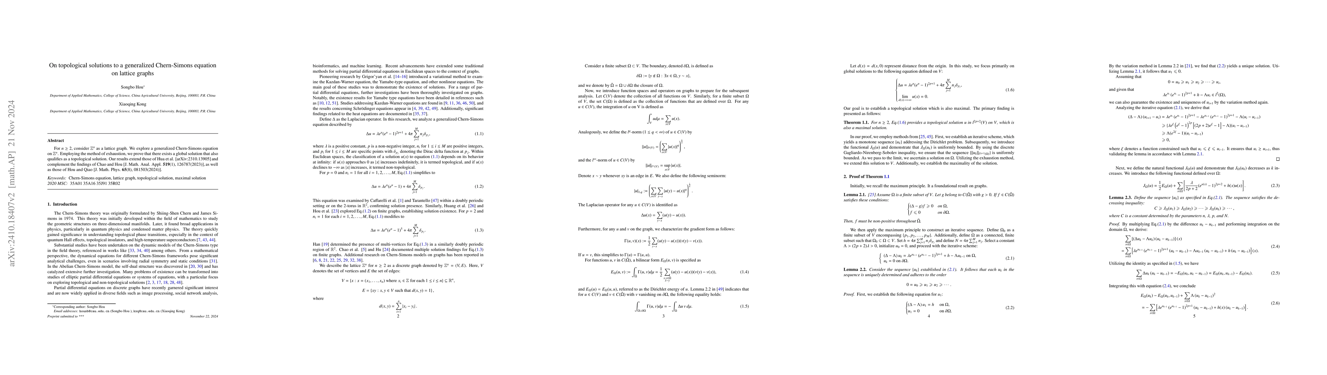 Thumbnail for On topological solutions to a generalized Chern-Simons equation on
  lattice graphs