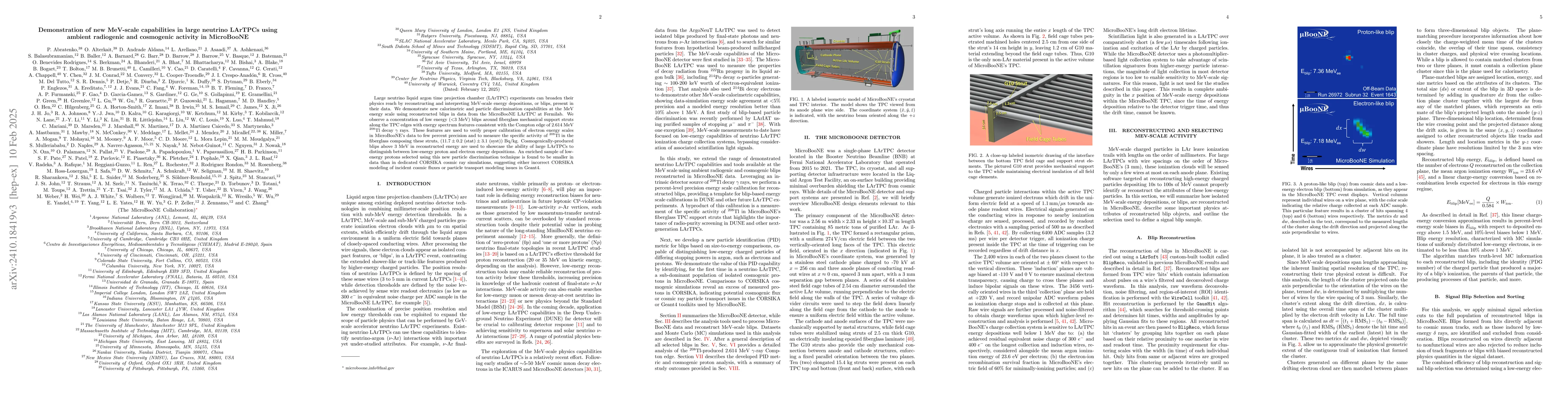 Thumbnail for Demonstration of new MeV-scale capabilities in large neutrino LArTPCs
  using ambient radiogenic and cosmogenic activity in MicroBooNE
