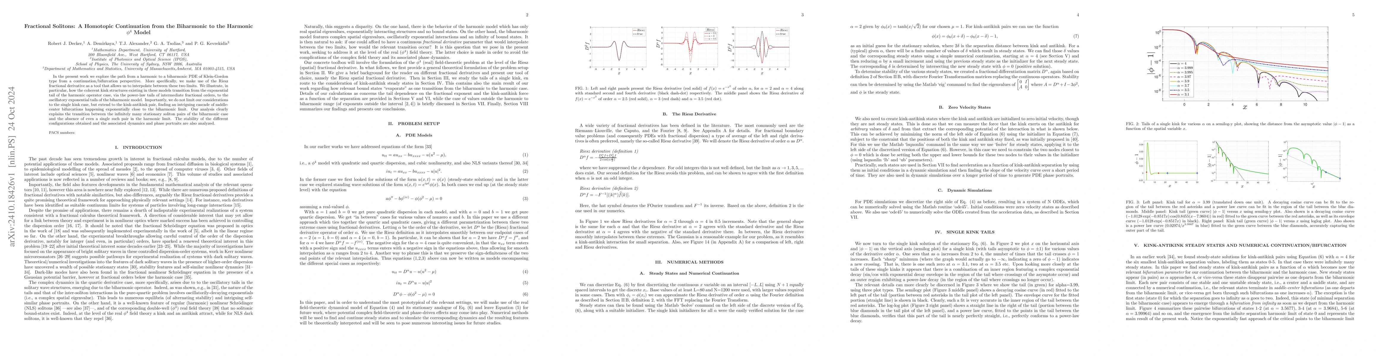 Thumbnail for Fractional Solitons: A Homotopic Continuation from the Biharmonic to the
  Harmonic $φ^4$ Model