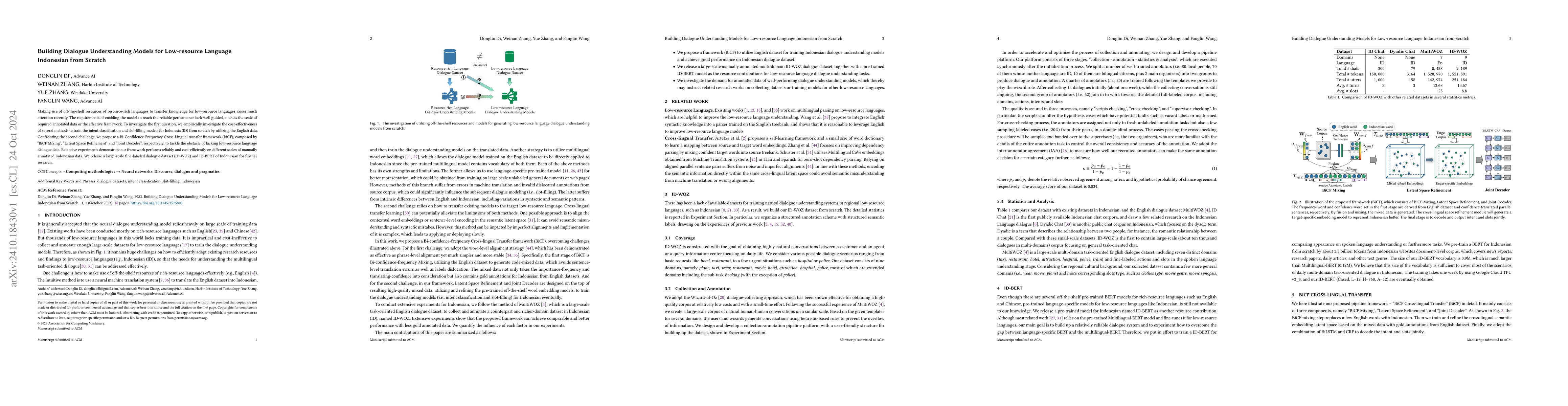 Thumbnail for Building Dialogue Understanding Models for Low-resource Language
  Indonesian from Scratch